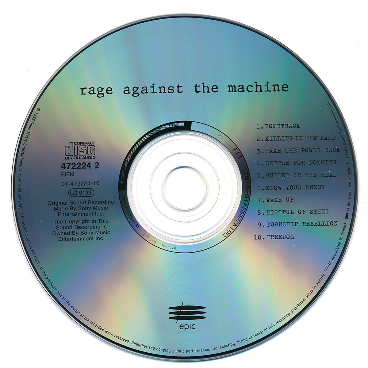 Rage Against The Machine: Rage Against The Machine, Epic, CD, 5099747222429